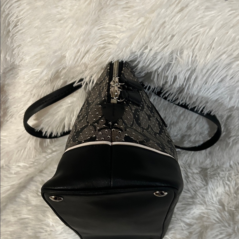 Coach Peyton Perforated Black and Gray Domed Satchel - Picture 7 of 10